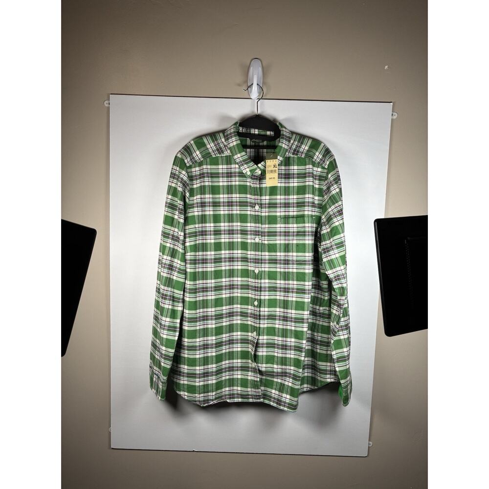 Eddie Bauer Men XL Plaid Oxford Button Down Shirt Clover Green NWT Long Sleeve